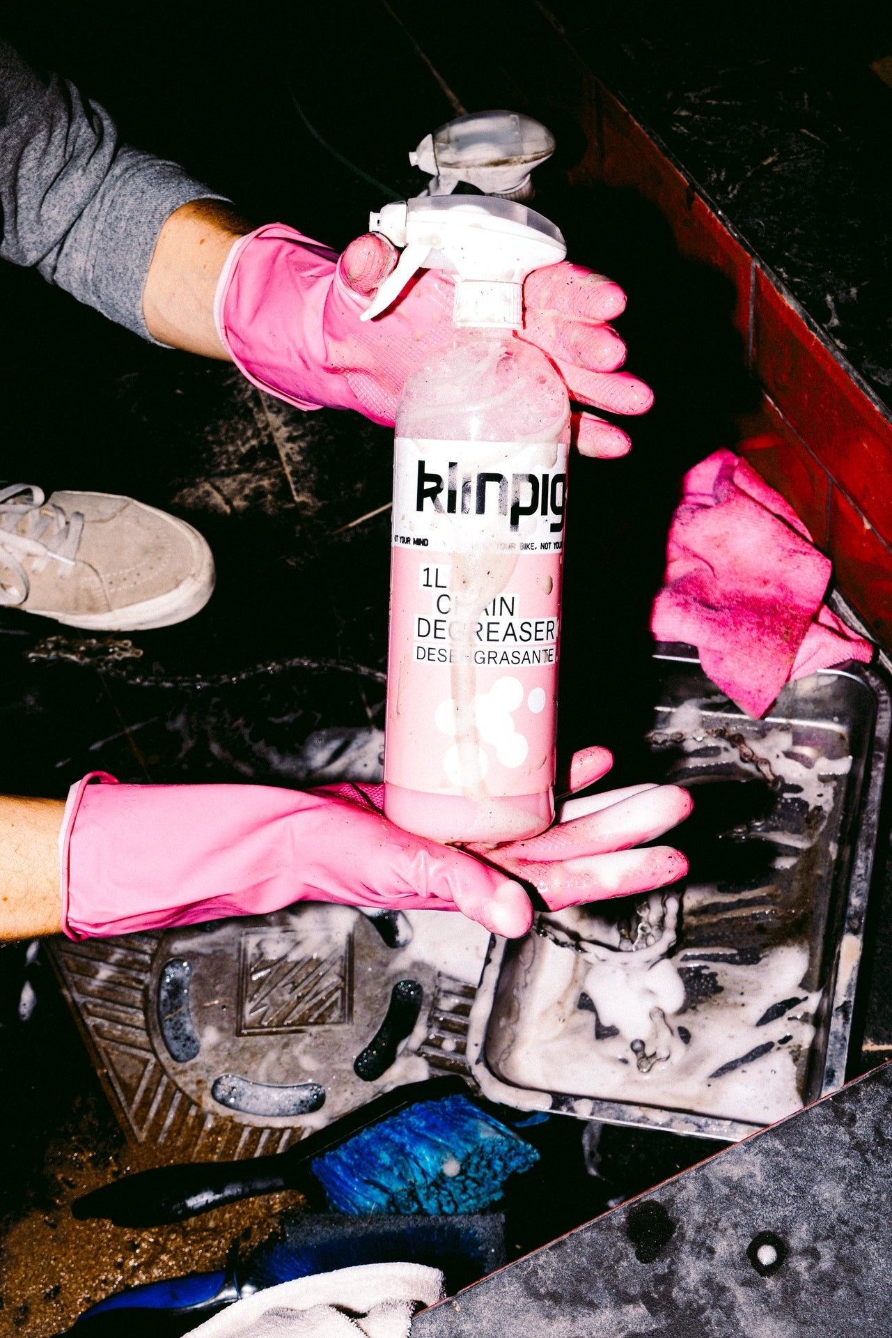 limpieza, desengrasante, sucio, desagüe, limpio, spray, rosa, pink, klinpig, k l i n p i g