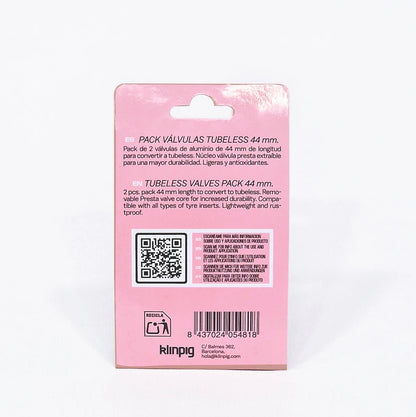 fondo blanco caja de carton rosa qr  logo k l i n p i g pack valvulas