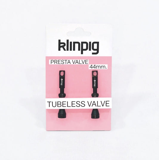 Pack de válvulas presta Klinpig de 44 mm para ruedas tubeless caja rosa fondo blanco